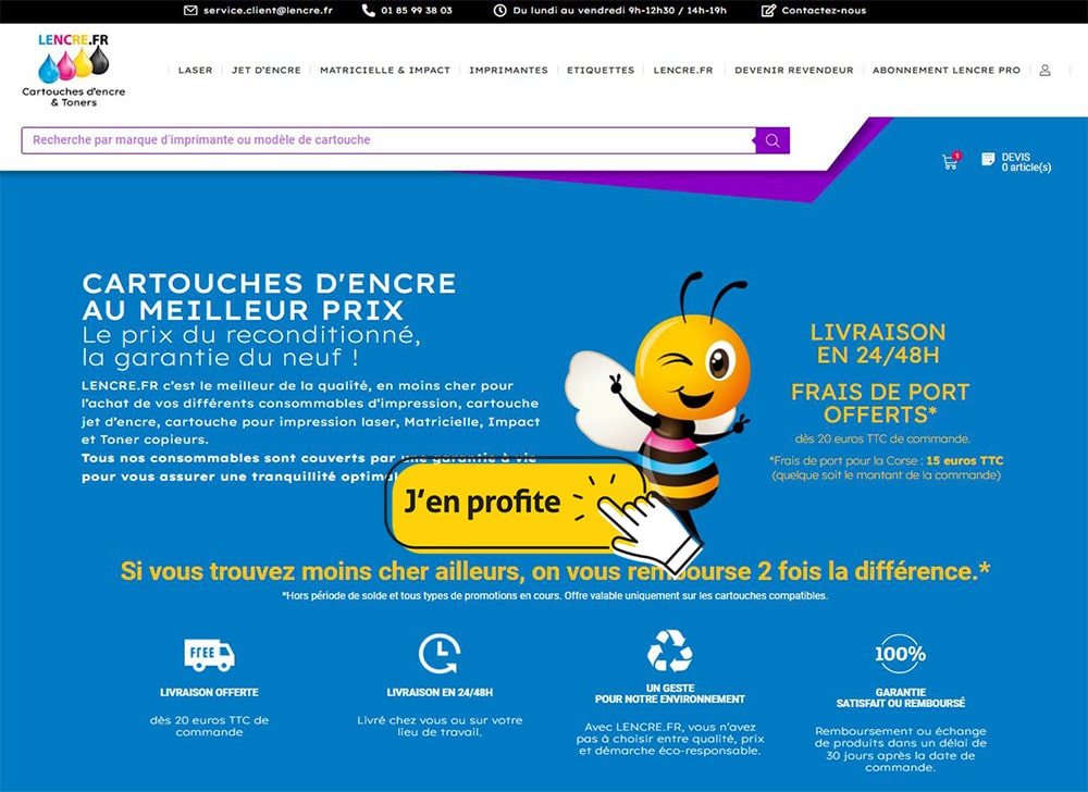 lencre.fr cartouches les moins chères du marché